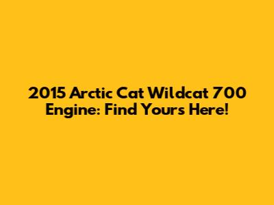 2015 Arctic Cat Wildcat 700 Engine: Find Yours Here!