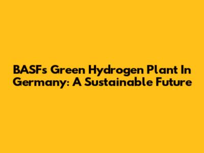 BASF's Green Hydrogen Plant In Germany: A Sustainable Future