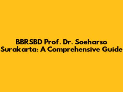 BBRSBD Prof. Dr. Soeharso Surakarta: A Comprehensive Guide