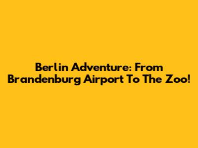 Berlin Adventure: From Brandenburg Airport To The Zoo!