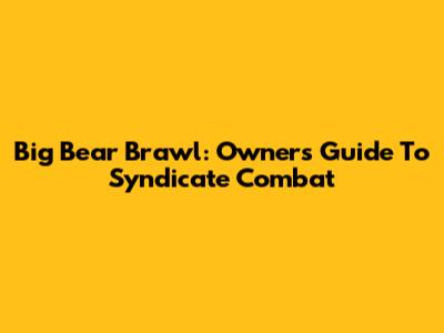 Big Bear Brawl: Owner's Guide To Syndicate Combat