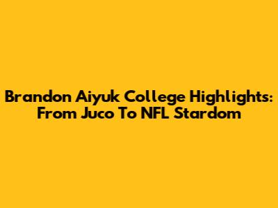 Brandon Aiyuk College Highlights: From Juco To NFL Stardom