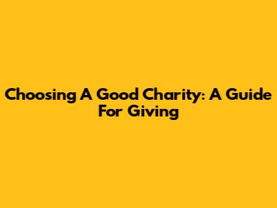 Choosing A Good Charity: A Guide For Giving