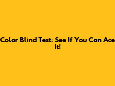 Color Blind Test: See If You Can Ace It!