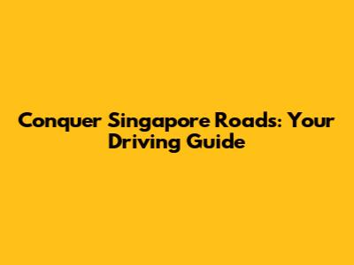 Conquer Singapore Roads: Your Driving Guide