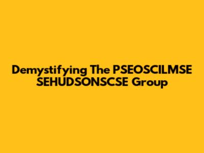Demystifying The PSEOSCILMSE SEHUDSONSCSE Group