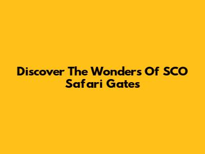 Discover The Wonders Of SCO Safari Gates