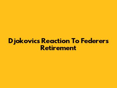 Djokovic's Reaction To Federer's Retirement