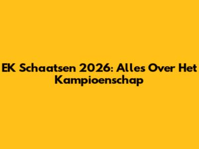 EK Schaatsen 2026: Alles Over Het Kampioenschap