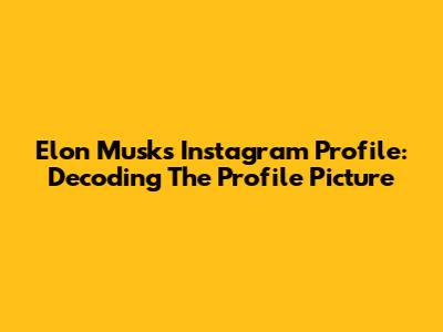 Elon Musk's Instagram Profile: Decoding The Profile Picture