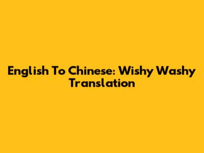 English To Chinese: "Wishy Washy" Translation