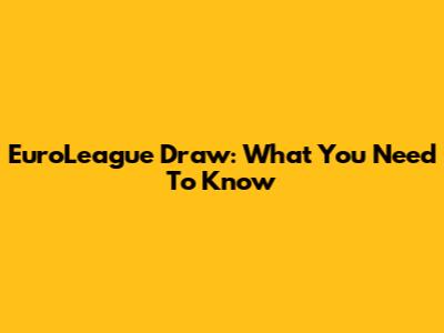 EuroLeague Draw: What You Need To Know
