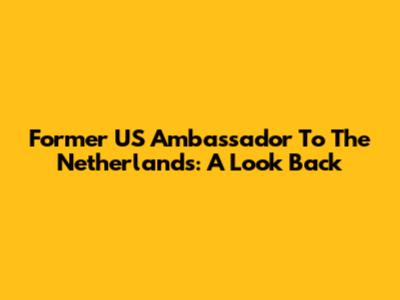 Former US Ambassador To The Netherlands: A Look Back
