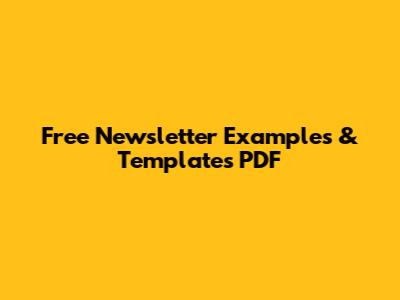Free Newsletter Examples & Templates PDF
