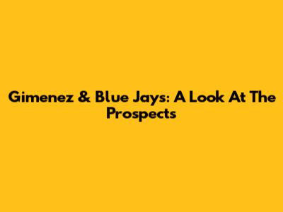 Gimenez & Blue Jays: A Look At The Prospects