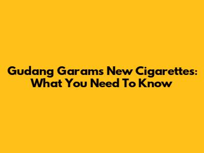 Gudang Garam's New Cigarettes: What You Need To Know