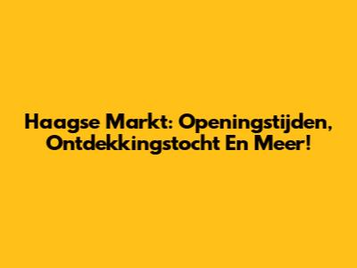 Haagse Markt: Openingstijden, Ontdekkingstocht En Meer!