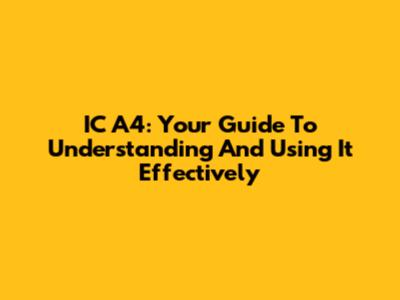 IC A4: Your Guide To Understanding And Using It Effectively