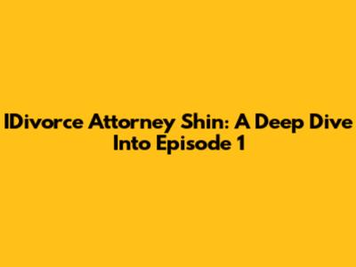 IDivorce Attorney Shin: A Deep Dive Into Episode 1