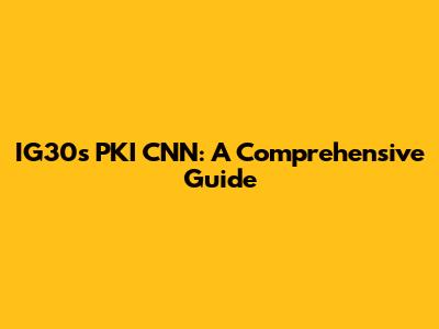 IG30s PKI CNN: A Comprehensive Guide