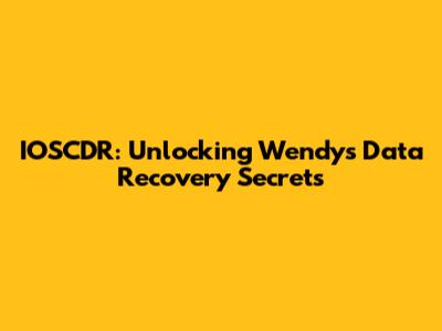 IOSCDR: Unlocking Wendy's Data Recovery Secrets