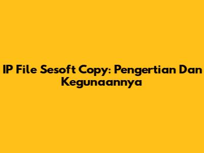 IP File Sesoft Copy: Pengertian Dan Kegunaannya