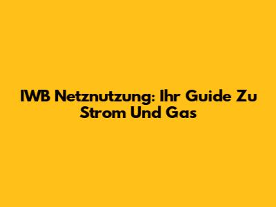 IWB Netznutzung: Ihr Guide Zu Strom Und Gas