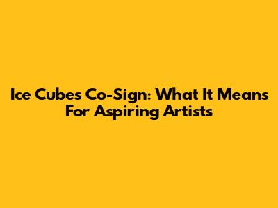 Ice Cube's Co-Sign: What It Means For Aspiring Artists