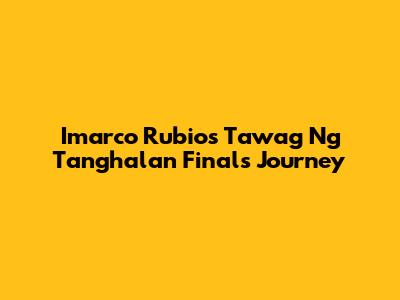 Imarco Rubio's Tawag Ng Tanghalan Finals Journey