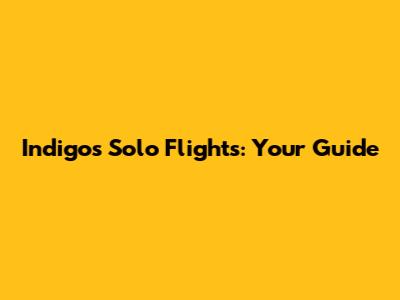 Indigo's Solo Flights: Your Guide