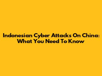 Indonesian Cyber Attacks On China: What You Need To Know