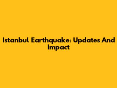 Istanbul Earthquake: Updates And Impact