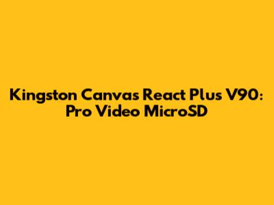 Kingston Canvas React Plus V90: Pro Video MicroSD