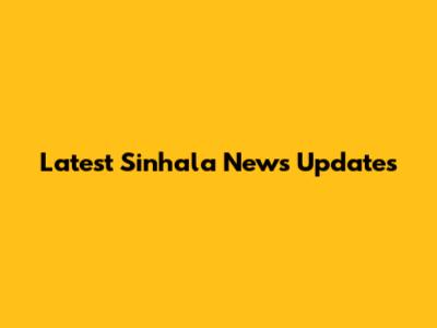 Latest Sinhala News Updates