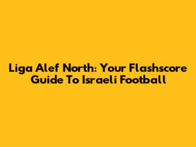Liga Alef North: Your Flashscore Guide To Israeli Football