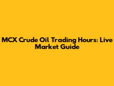 MCX Crude Oil Trading Hours: Live Market Guide
