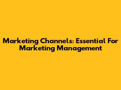 Marketing Channels: Essential For Marketing Management