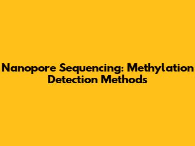 Nanopore Sequencing: Methylation Detection Methods