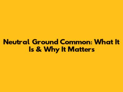 Neutral Ground Common: What It Is & Why It Matters