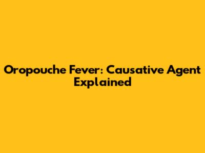 Oropouche Fever: Causative Agent Explained