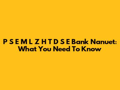 P S E M L Z H T D S E Bank Nanuet: What You Need To Know