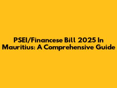 PSEI/Financese Bill 2025 In Mauritius: A Comprehensive Guide