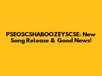PSEOSCSHABOOZEYSCSE: New Song Release & Good News!