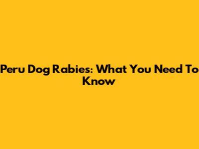Peru Dog Rabies: What You Need To Know