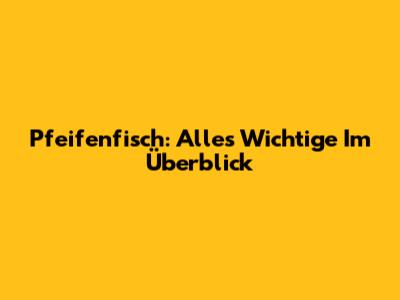 Pfeifenfisch: Alles Wichtige Im Überblick