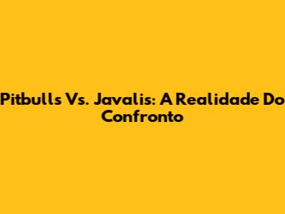 Pitbulls Vs. Javalis: A Realidade Do Confronto