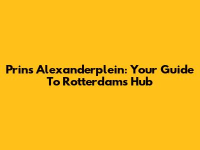 Prins Alexanderplein: Your Guide To Rotterdam's Hub