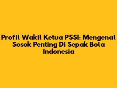 Profil Wakil Ketua PSSI: Mengenal Sosok Penting Di Sepak Bola Indonesia