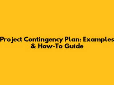 Project Contingency Plan: Examples & How-To Guide