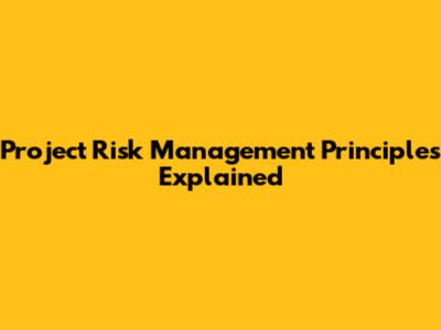 Project Risk Management Principles Explained